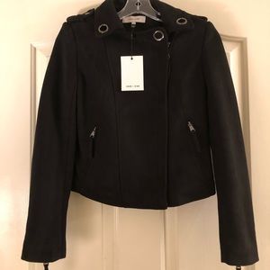 NWT John & Jenn Faux Suede Moto Jacket - Black XS